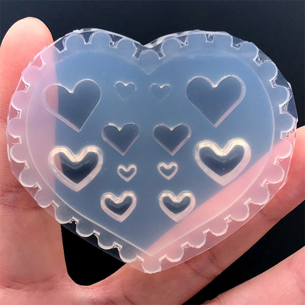 Tiny Flat and Puffy Heart Silicone Mold (12 Cavity) | Resin Shaker Bit  Mould | Kawaii Resin Jewelry DIY | Valentine's Day Craft Supplies